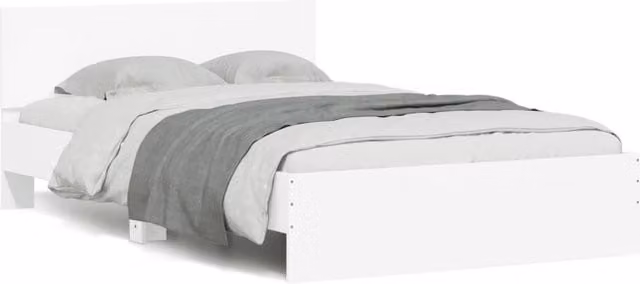 Berkfield Home Modern White Double Bed Frame with LED Under-Bed Lighting and USB Charging Port, W/D/H: 135 x 190 cm
