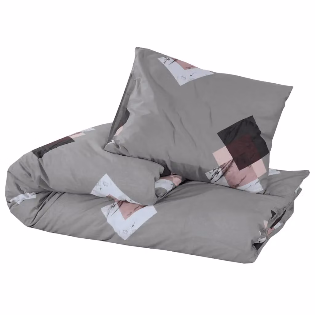 Berkfield Home Grey Cotton Duvet Cover and Pillowcase Set, W: 135 cm, L: 200 cm – 3