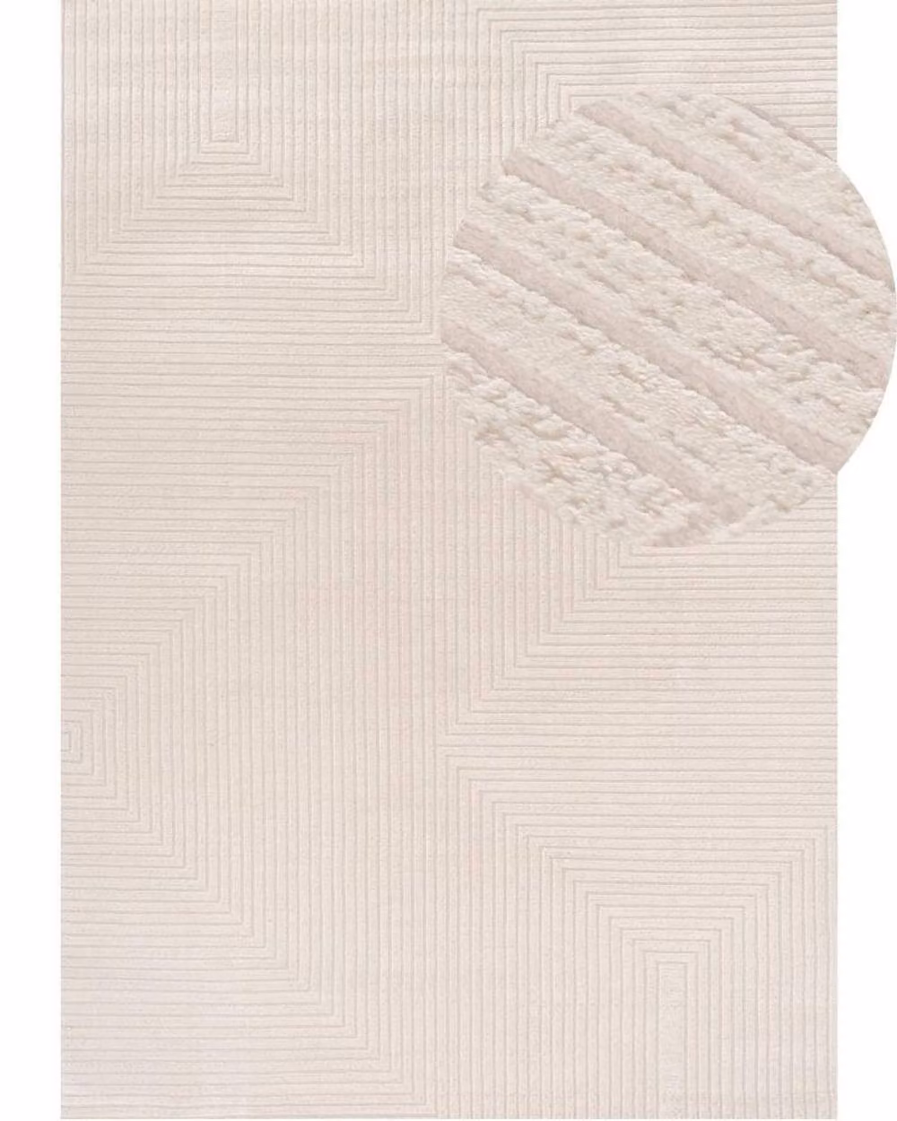 THE RUGS Carmel Maze Design Soft Pile Area Rug, W: 80 cm, L: 300 cm, Ivory & Ivory – 2