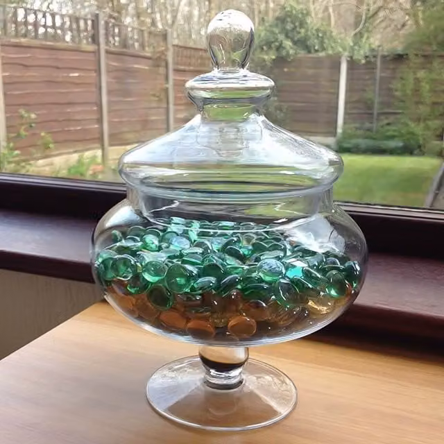 Biznest Transparent Glass Sweets Jar in White