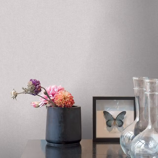 Grandeco Panama Plain Vinyl Wallpaper in Grey and Ochre