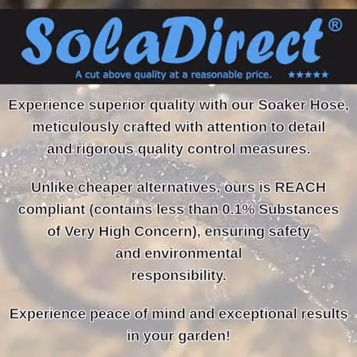 SolaDirect Soaker Hose Porous Pipe with Connectors and 5 Pegs, Black, 7.5 m – 3