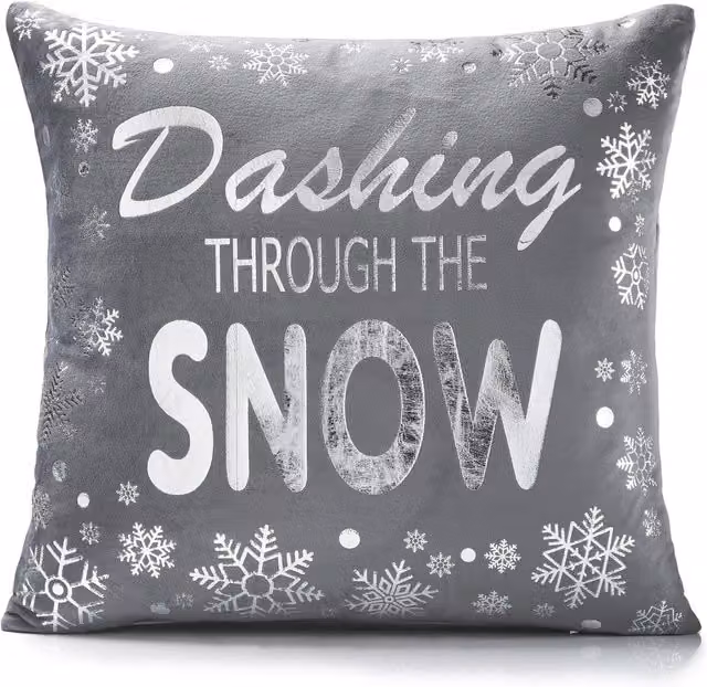 Luxury Living Christmas Decorative Velvet Cushion with Pad in Grey and Silver, W/D/H: 45 x 45 x 45 cm – 2
