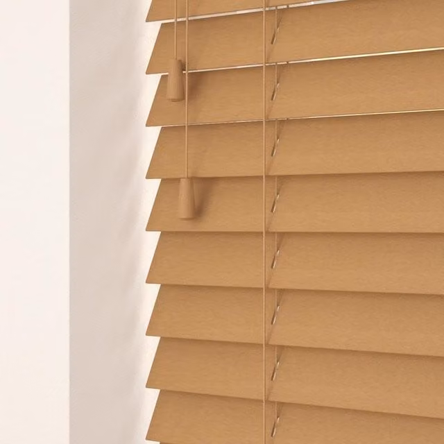 Terrys Made To Measure 50mm Wooden Venetian Blind in Medium Oak Brown