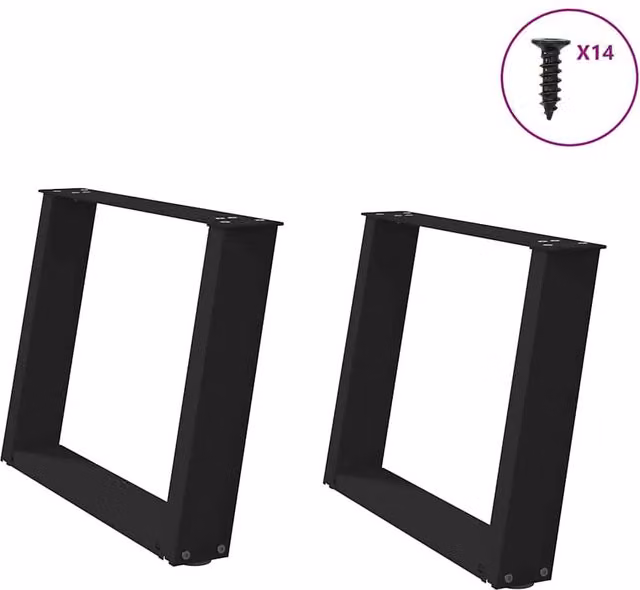 Berkfield Home U-Shaped Coffee Table Legs, 2 Piece Black Steel Set, H: 60 cm, W: 42.5 cm