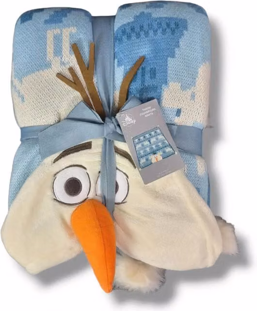 Disney Boutique Frozen Olaf Hooded Knitted Fleece Throw in Blue, 127 x 127 cm
