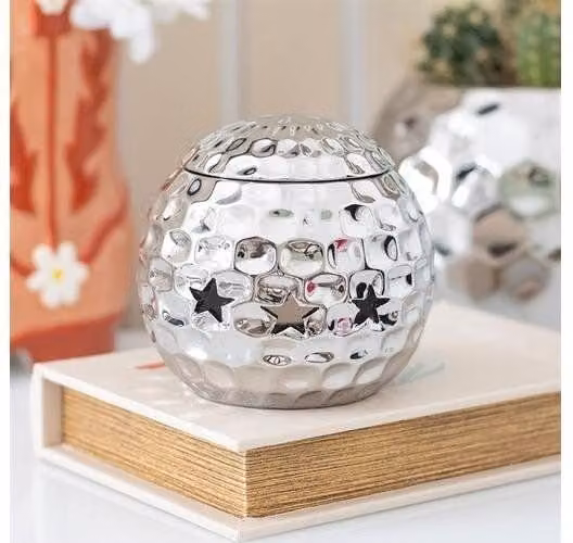 KDMD Silver Disco Ball Metal Tealight Oil Burner