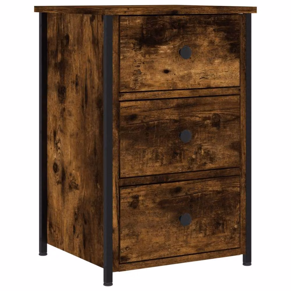 Berkfield Home Set of 2 Smoked Oak Bedside Cabinets in Brown, W/D/H: 40 x 36 x 60 cm – 4