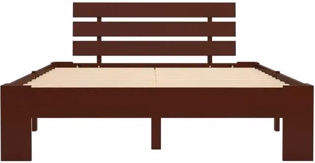 Berkfield Home Modern Bed Frame in Dark Brown Solid Pine Wood, W/D/H: 140 x 200 x 66 cm