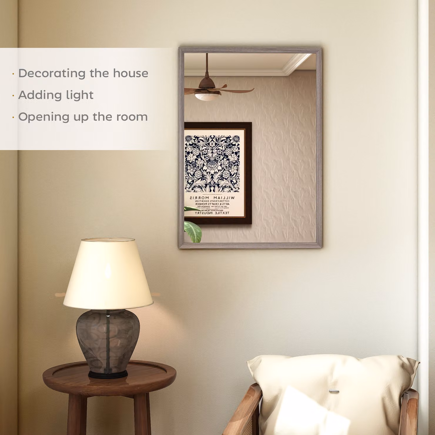 HOMCOM Modern Rectangular Wall-Mounted Glass Mirror in Grey, W: 50 cm, H: 70 cm – 2