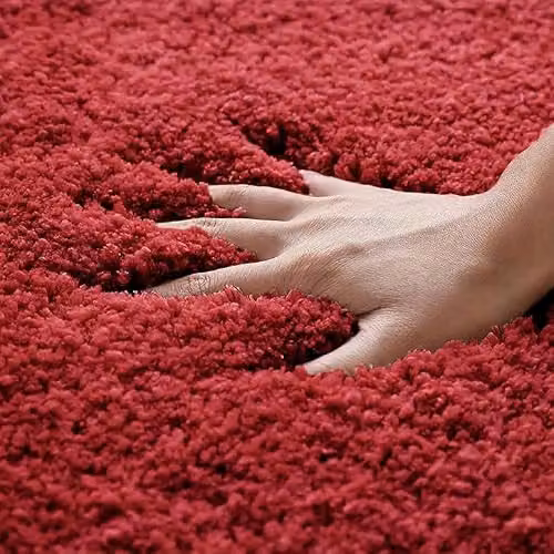 Allure Bath Fashions Non-Slip Microfibre Pedestal Toilet Mat, Quick Drying, Red, W/D/H: 50 x 50 x 2 cm – 4