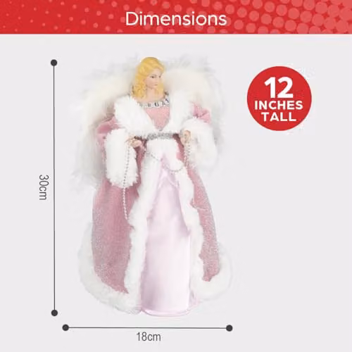 The Christmas Workshop 71109 Angel Tree Topper in Pink and White – 2