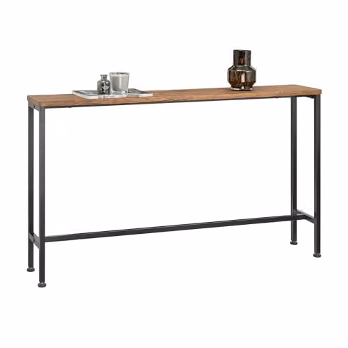 SoBuy Industrial Narrow Console Table for Hallway, Living Room or Home Office, Brown and Black, W: 120 cm, D: 20 cm, H: 65 cm – 2
