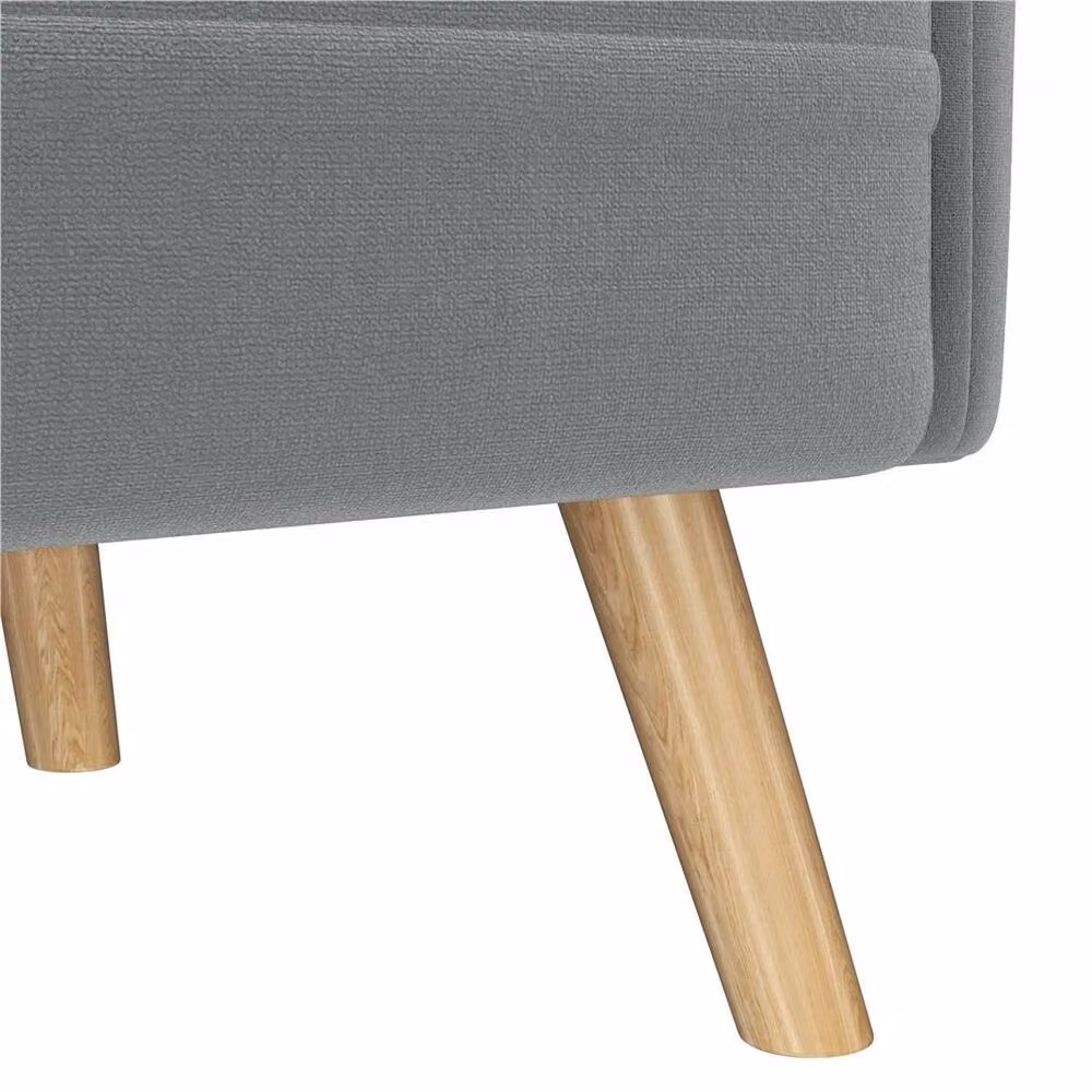 NESTLUNE Grey 2 Seater Upholstered Futon Sofa Bed with Sleeping Function, W: 100 cm, H: 15 cm – 3