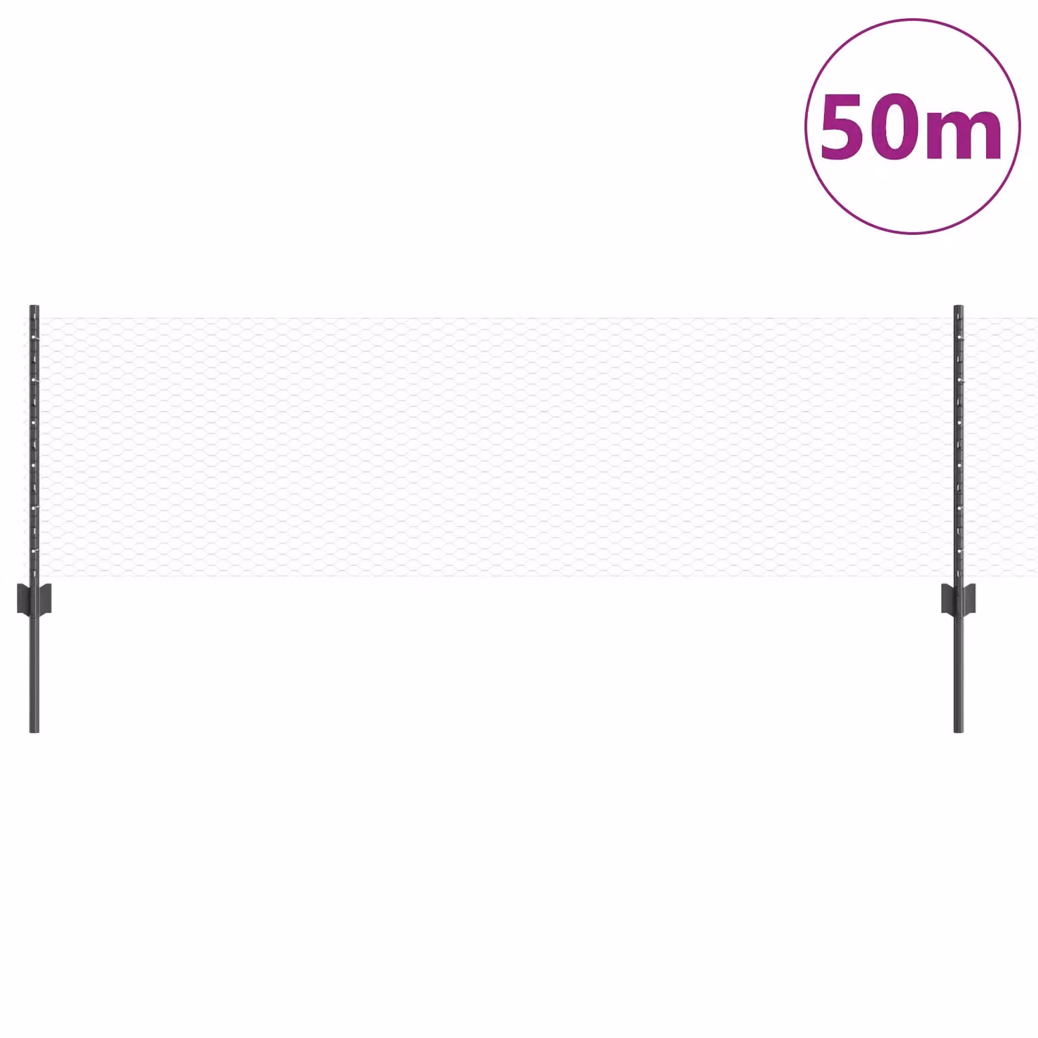 Berkfield Home Grey Steel Hexagon Fence and U-Channel Fence Posts Set, 11 x 60 cm Posts and 0.6 x 50 m Fence Mesh – 3