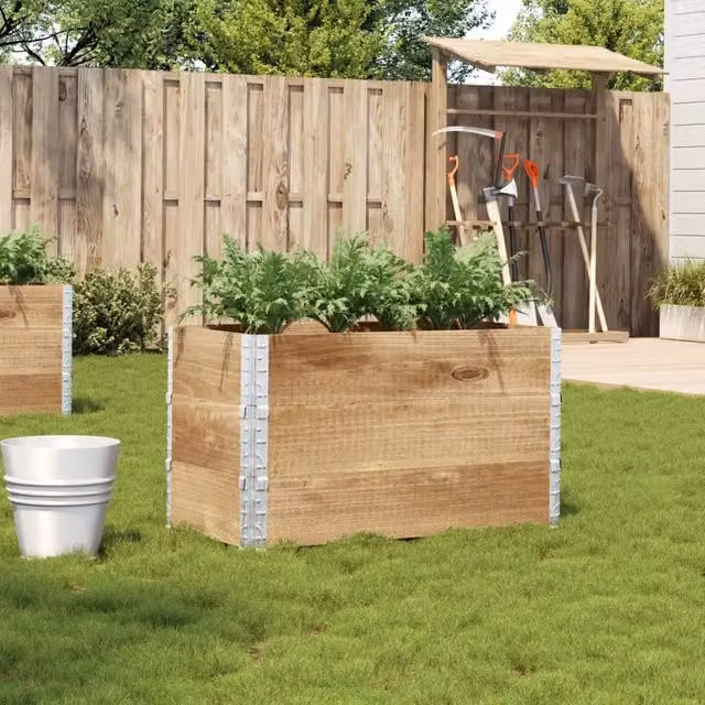 Berkfield Home Garden Brown Wooden Raised Bed Planter with Galvanised Steel, W: 100 cm, D: 50 cm