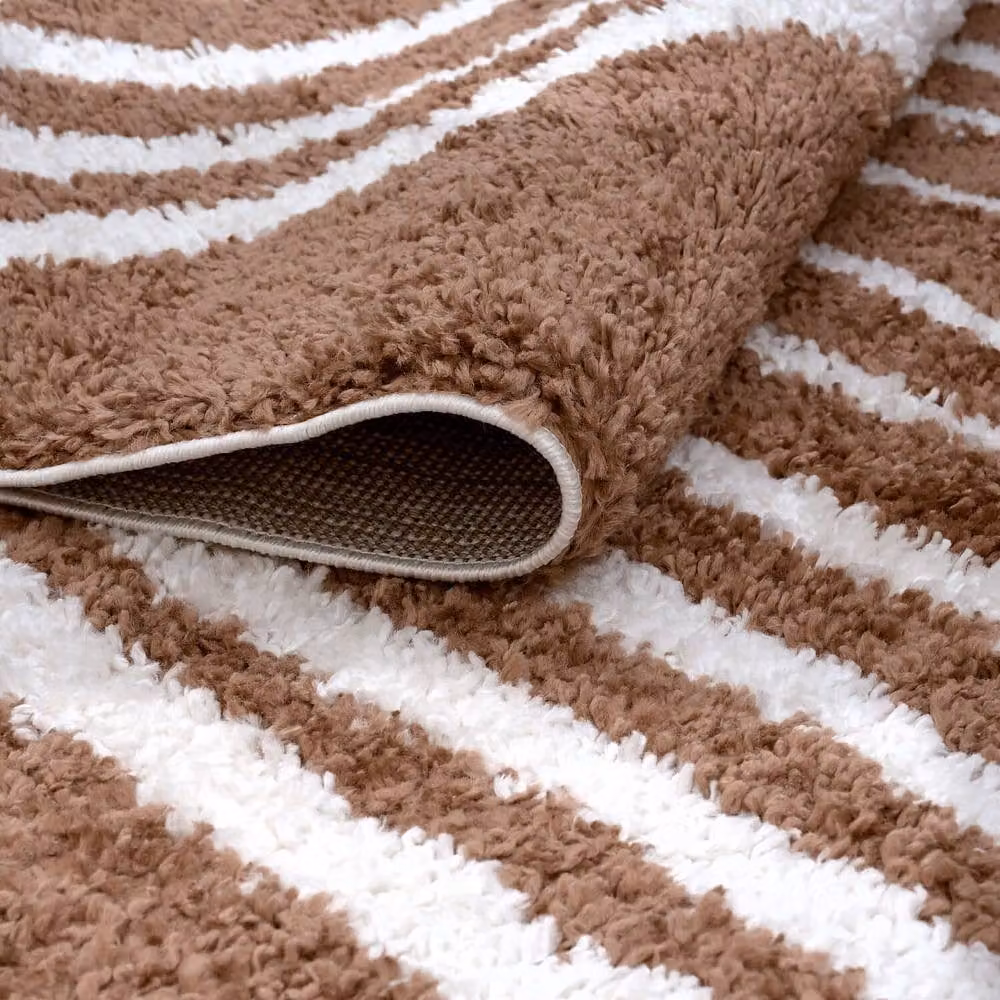 THE RUGS Moodi Rainbow Design Shaggy Soft High Pile Living Room Rug in Terracotta, W: 160 cm, L: 230 cm – 3