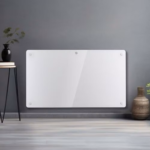 Futura 1500W White Glass Electric Convector Panel Heater, Wall Mounted or Freestanding – 1