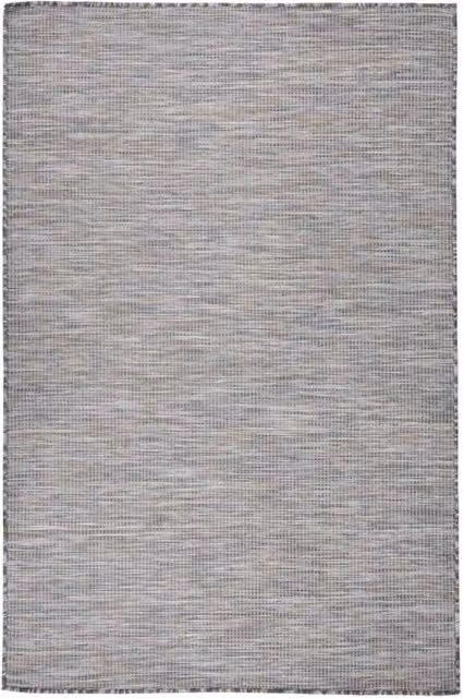Berkfield Home Outdoor Flatweave Round Rug in Brown, Blue and Black, Diameter: 100 cm – 1