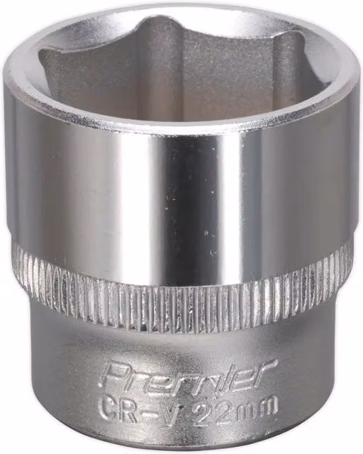 Loops 22mm Forged Steel 3/8 inch Square Drive Chrome Vanadium Socket in Silver