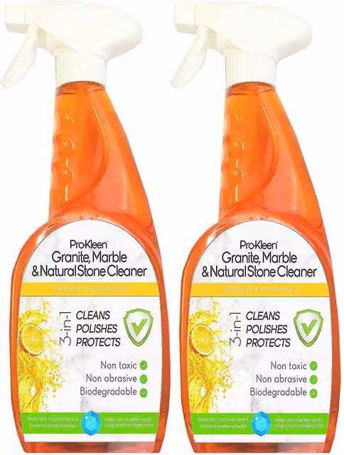 ProKleen Granite, Marble and Natural Stone Worktop Cleaner Spray, 2 x 750ml, Orange – 1