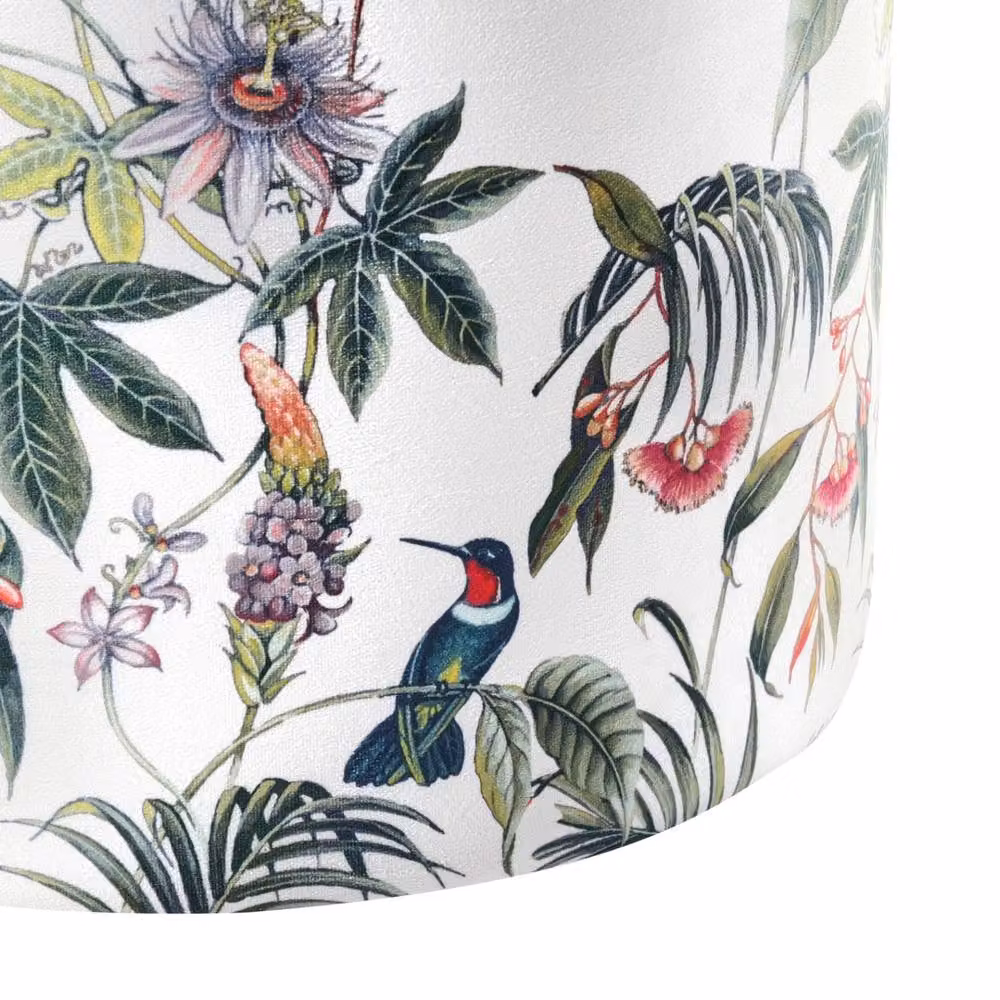 Wyld and Coco Round Floral Velvet Ottoman Pouffe in Multicolour – 4