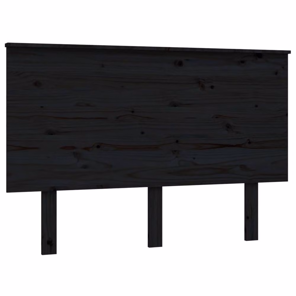 Berkfield Home Beautiful Bed Headboard in Black Solid Pine, W: 124 cm, D: 6 cm, H: 82.5 cm – 3