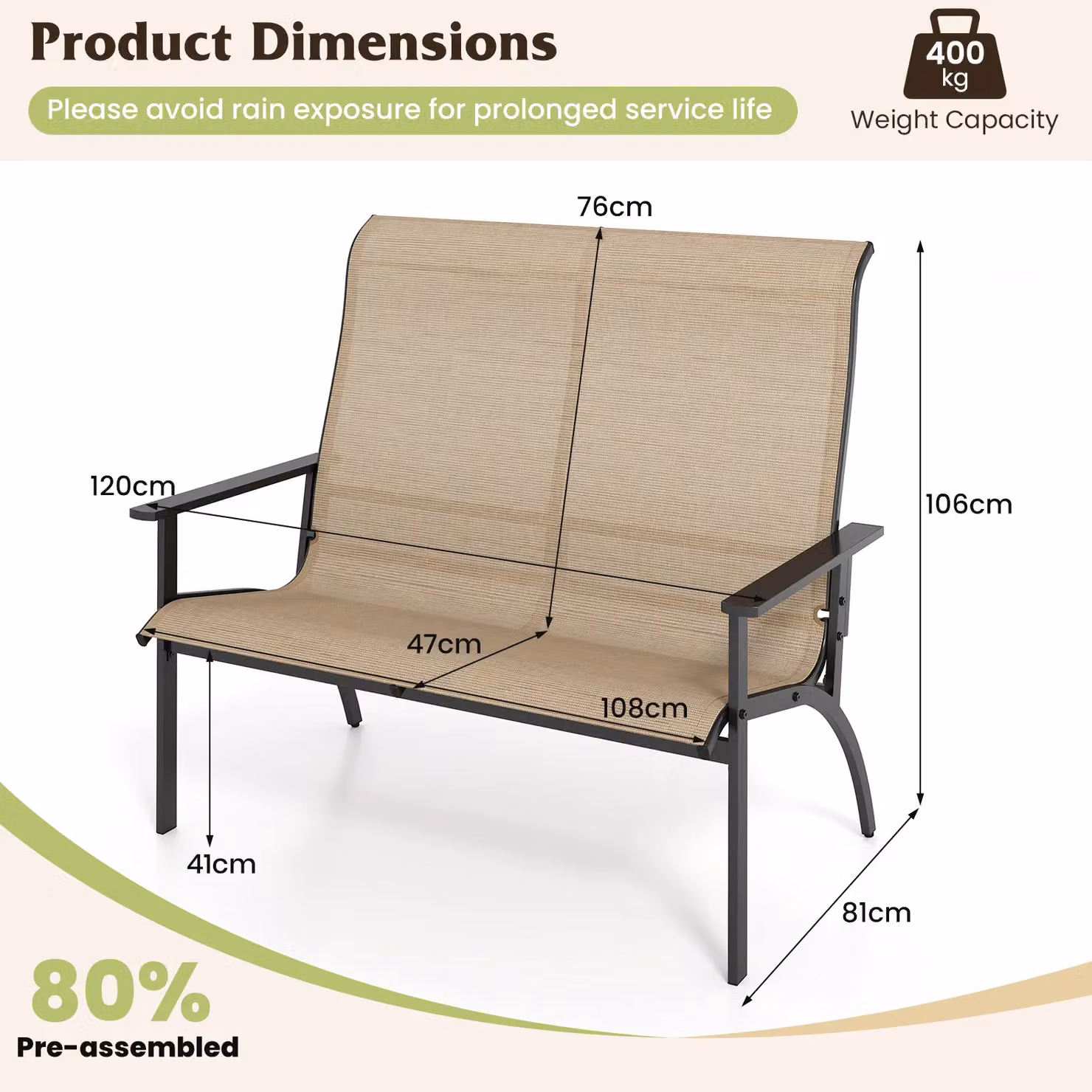 Gymax 2-Person Outdoor Adirondack Patio Garden Bench with Armrests in Brown – 2