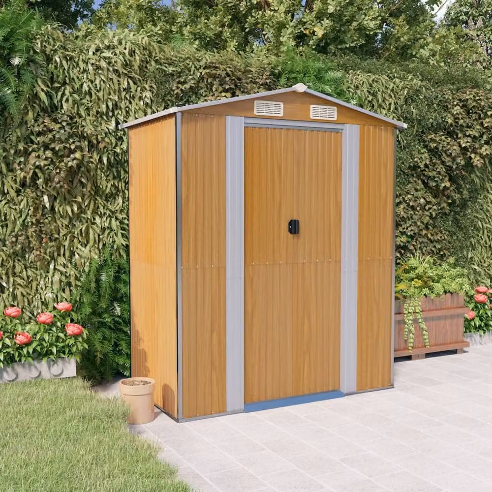 Berkfield Home Garden Shed in Brown Galvanised Steel, W/D/H: 192 x 108 x 223 cm – 2