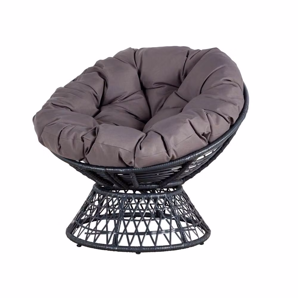 Home Source Rattan Egg Chair with Waterproof Cushion in Dark Grey – 3