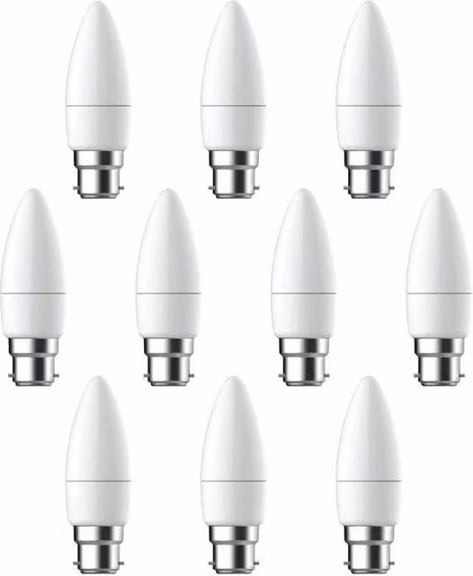 ENER-J Pack of 10 LED Candle Bulbs, 4W, B22 Bayonet Cap, 6000K Cool White