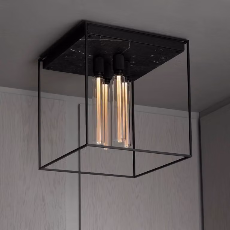 Buster + Punch Caged Ceiling 4.0 Chandelier in Black with Square Cross Knurl Design