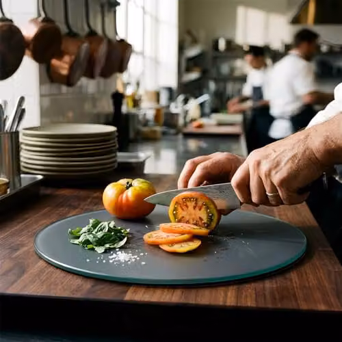 Harbour Housewares Round Glass Chopping Board in Grey, Diameter: 30 cm – 5