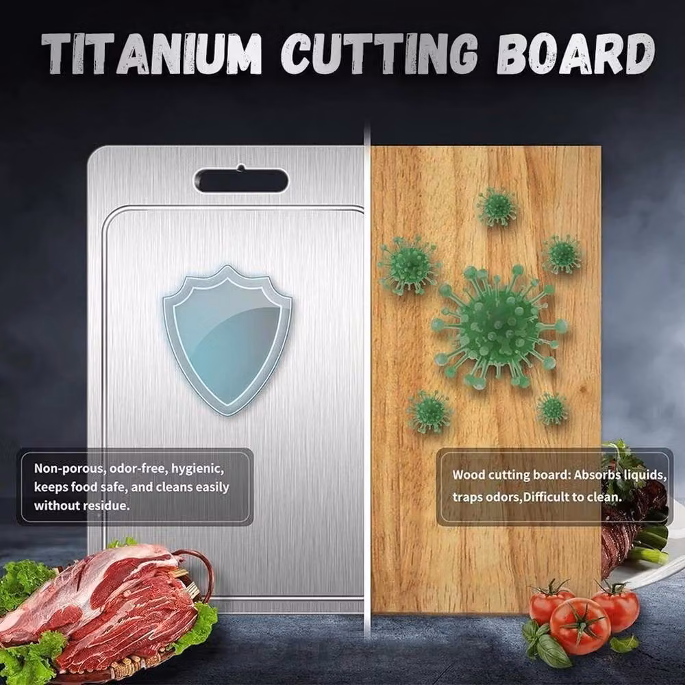 FLAVORA Reversible Double Sided Titanium Cutting Board in Silver, W: 100 cm x D: 100 cm – 3