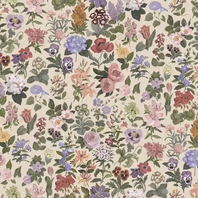 House of Hackney Floralia Botanical Floral Wallpaper in Beige and Multicolour