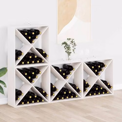 vidaXL White Rustic Solid Pine Wood Wine Rack, W/D/H: 62 x 25 x 62 cm – 2