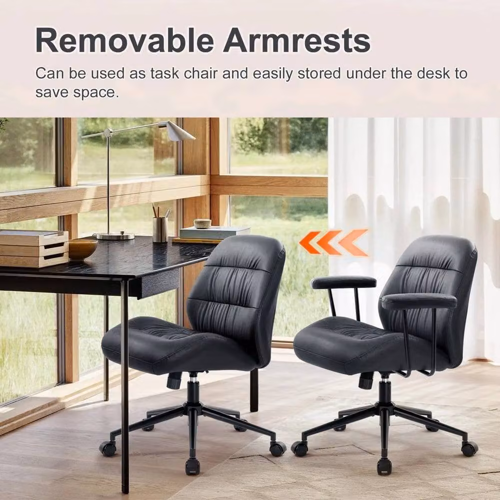 FORGEVIO Black Ergonomic Home Office Chair with Headrest and Armrests – 5