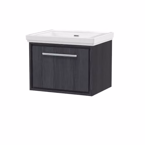 Balterley Wall Hung Single Drawer Bathroom Vanity Unit with Rectangular Basin, Graphite Grey, W/D/H: 63 x 47.1 x 49.7 cm – 2