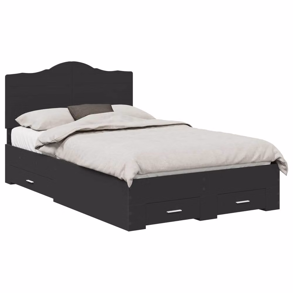 Berkfield Home Modern Bed Frame with Headboard and Drawers in Black, Engineered Wood, W: 135 cm – 2