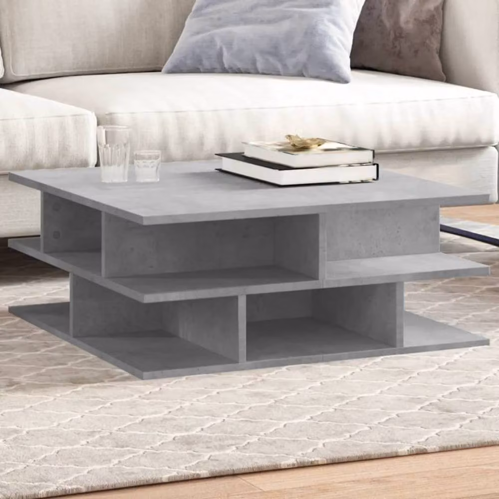 Berkfield Home Modern Square Coffee Table in Concrete Grey, W/D/H: 70 x 70 x 29 cm – 2
