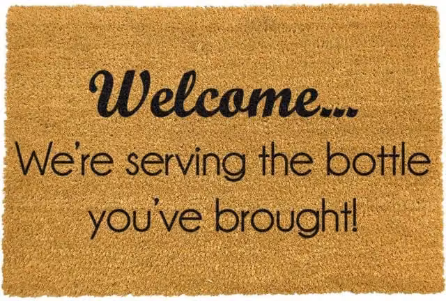 Artsy Mats We're Serving the Bottle You've Brought Doormat, Brown, Coir and Natural Rubber, Non-Slip and Weatherproof