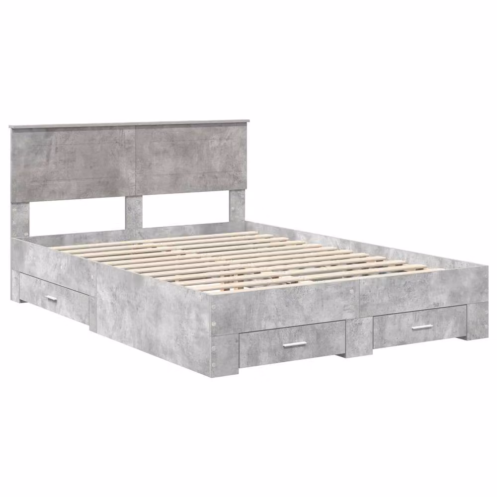 Berkfield Home Modern Bed Frame in Grey Engineered Wood, W: 140 cm, L: 190 cm – 2