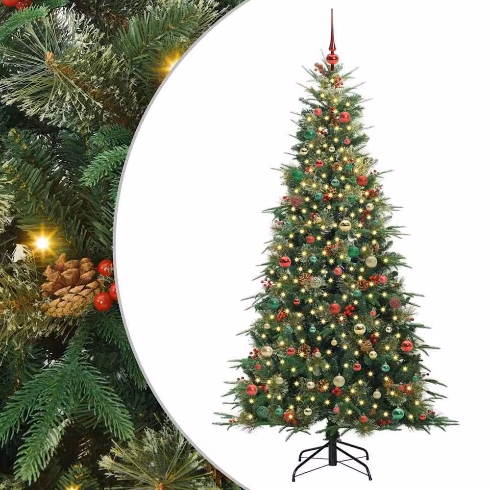 Berkfield Home Artificial Hinged Christmas Tree in Green, Height: 210 cm – 2