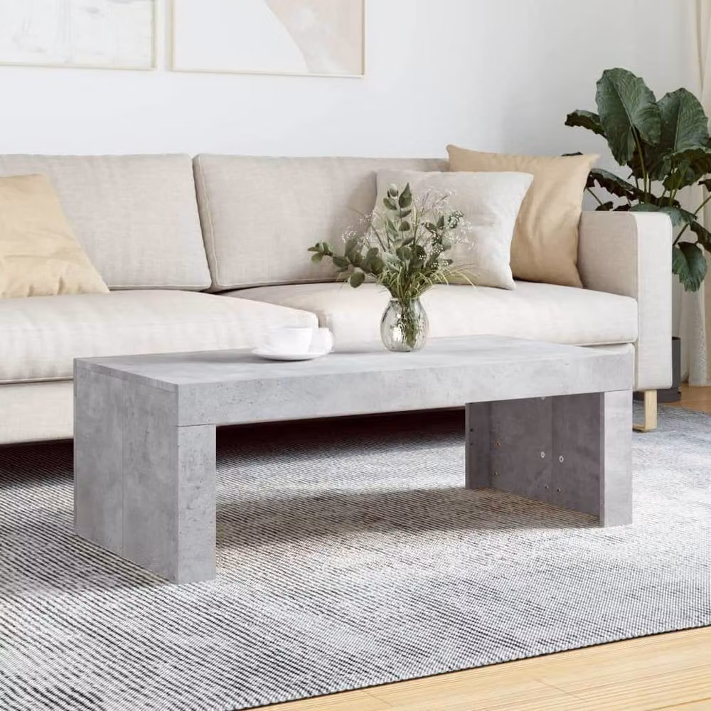 Berkfield Home Modern Rectangular Coffee Table in Concrete Grey, W/D/H: 102 x 50 x 36 cm – 1