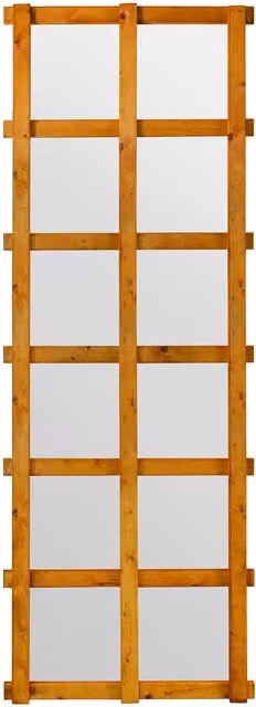 MirrorOutlet The Trellis Garden Wall Mirror in Orange, Rectangular Geometric Wood and Glass Design, Width: 64 cm