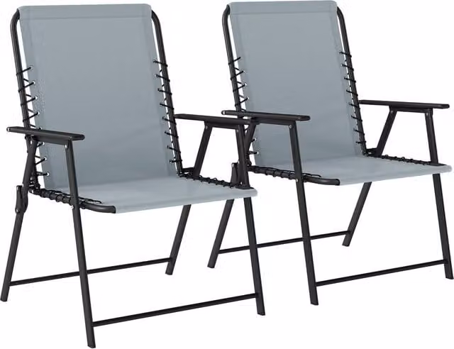 EONLION Grey Metal Garden Dining Chairs with Wide Seat