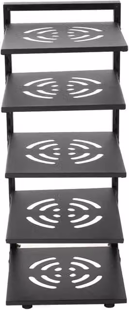 Kelvenix 5 Tier Adjustable Freestanding Metal Pan Organiser in Black W/D/H: 53.0 x 26.0 x 23.0 cm