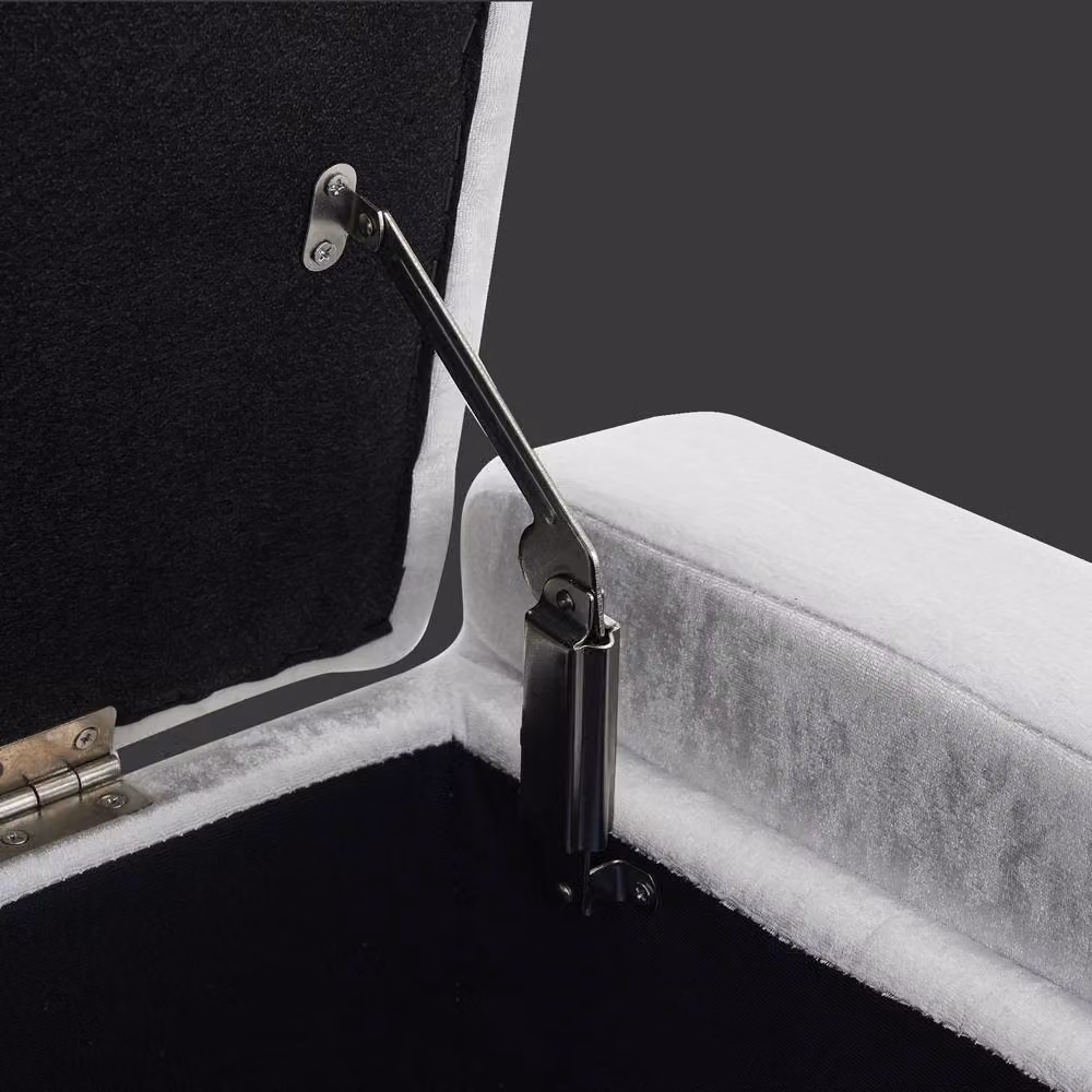 Home Republic White Crushed Velvet Ottoman Storage Bench – 2