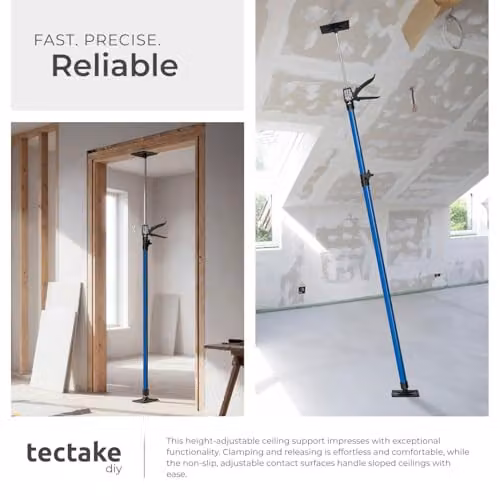 tectake Plasterboard Prop Set of 4, Blue, Adjustable 115-290 cm – 4
