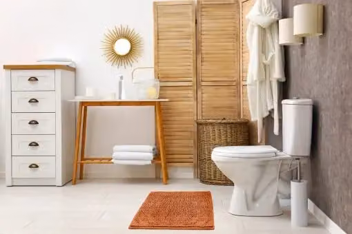 New Edge Blinds Marlow Collection Non-Slip Chenille Bathroom Rug in Orange, Width: 45 cm, Length: 75 cm – 3